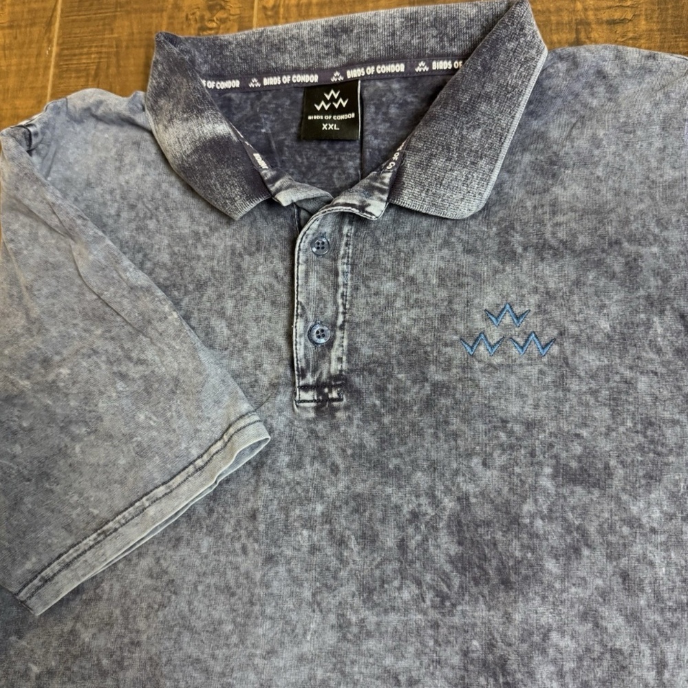 Birds of Condor Triple Eagle Marble Wash Blue Golf Polo Shirt Men's Size 2XL
